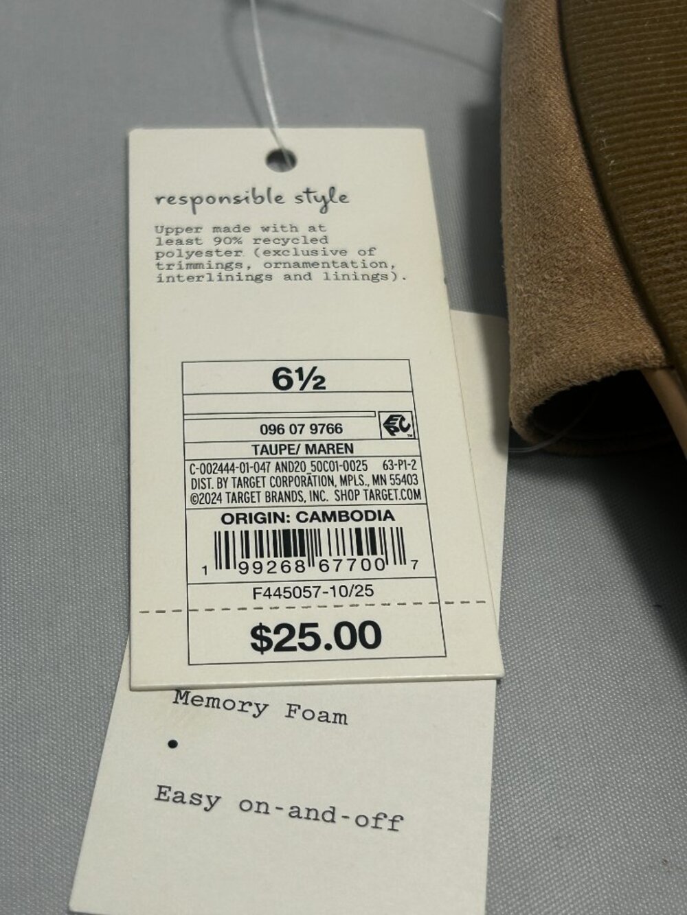 A New Day- Women’s Maren Sandals with Memory Foam Insole  Taupe 6.5 - Picture 6 of 6